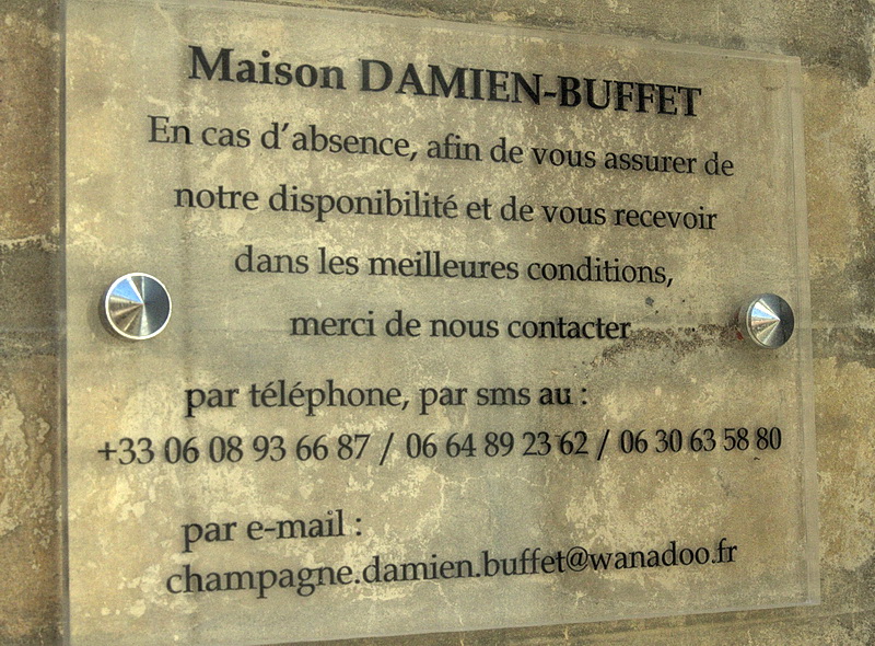 champagne damien buffet coordonnees pour reservation visites et degustations